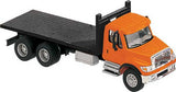 Walthers 949-11651 International 7600 3-Axle Flatbed Truck Orange Cab, Black Flatbed - Assembled HO Scale SceneMaster