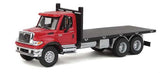 Walthers 949-11652 International 7600 3-Axle Flatbed Truck Red Cab, Black Flatbed - Assembled HO Scale SceneMaster