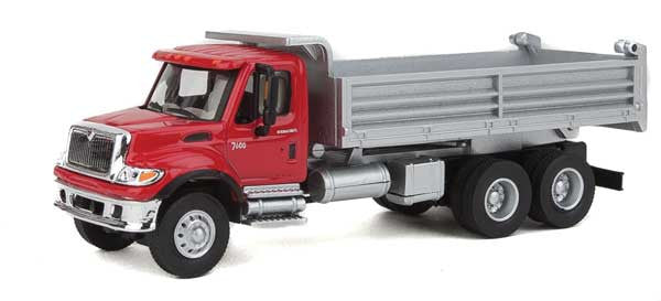 Walthers 949-11662 International 7600 3-Axle Heavy-Duty Dump Truck Red Cab, Silver Dump Body - Assembled HO Scale SceneMaster