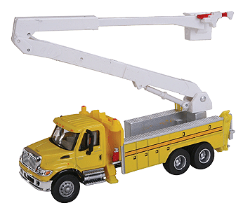 Walthers 949-11752 International 7600 Utility Truck w/Bucket Lift Yellow - Assembled HO Scale SceneMaster