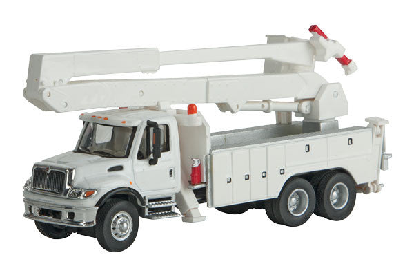 Walthers 949-11754 International 7600 Utility Truck w/Bucket Lift White, (Includes Utility Company Decals) - Assembled HO Scale SceneMaster