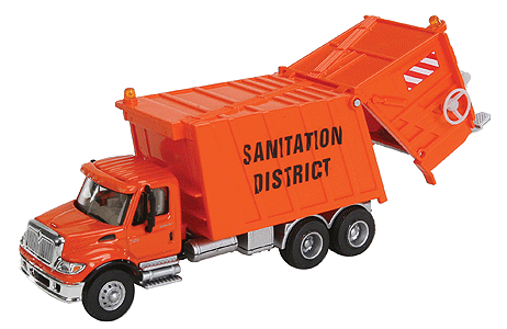 Walthers 949-11770 International 7600 Garbage Truck Sanitation District (orange) - Assembled HO Scale SceneMaster