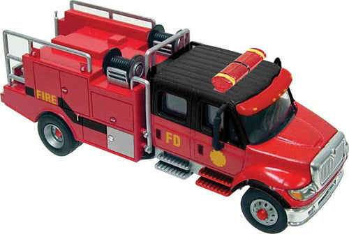 Walthers 949-11920 International 7600 2-Axle Crew-Cab Brush Fire Truck Red - Assembled HO Scale SceneMaster