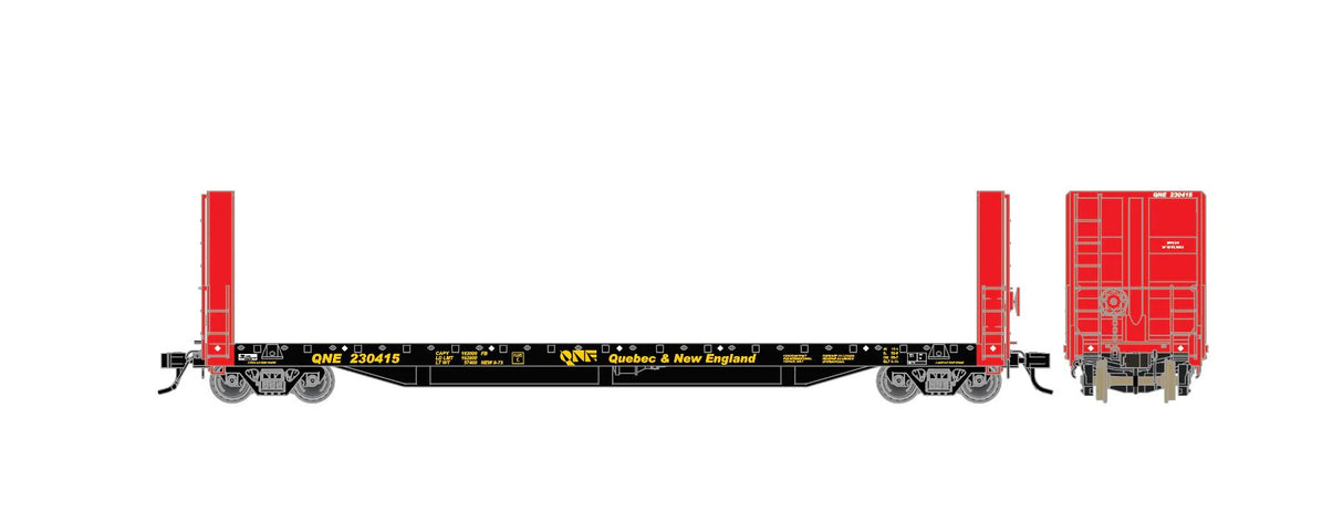 HomeShops HFF-009-001 QNE 230415 - HO-Scale Quebec & New England Atlas 51'6" Bulkhead Flatcar