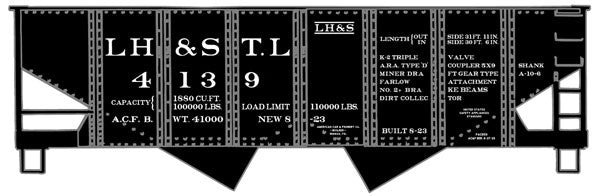 2437 USRA 55-Ton 2-Bay Hopper - Kit -- Louisville Henderson & St. Louis L&N 4139 (black)   (Scale=HO) Part # 112-2437