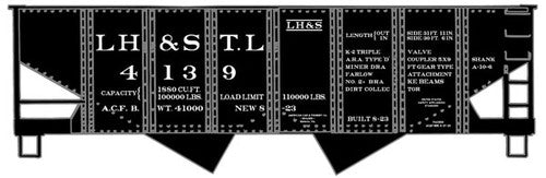 2437 USRA 55-Ton 2-Bay Hopper - Kit -- Louisville Henderson & St. Louis L&N 4139 (black)   (Scale=HO) Part # 112-2437
