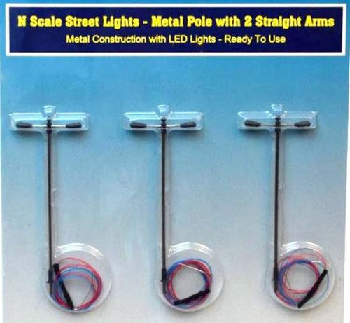 Rock Island Hobby RIH-013104 N Scale Streetlights with single pole and 2 short straight arms 013104