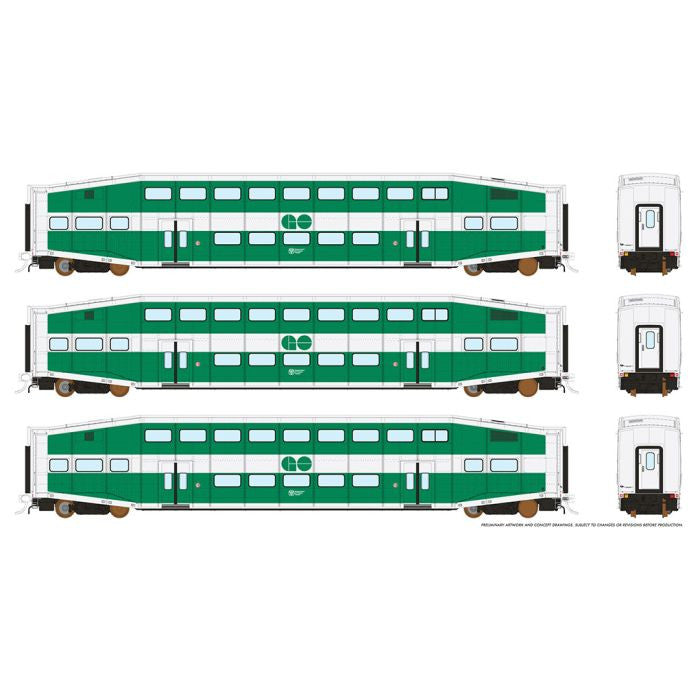 Rapido 146007 BILEVEL COMMUTER GO Transit - Early: Set #4 (Coaches: 2208, 2233, 2249) HO Scale