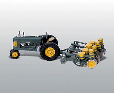 Woodland Scenics 208 1938-1947 Styled Model A Tractor on Rubber Tires - Metal Kit -- With 4-Row Planter HO Scale