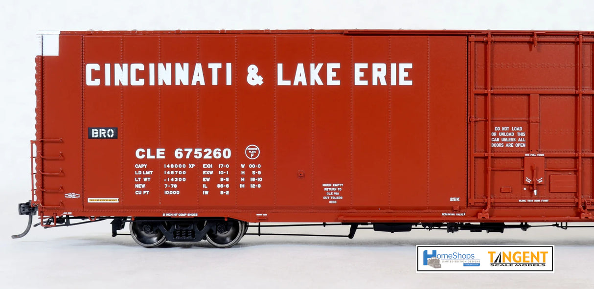 HomeShops HFB-003-002 CLE - Cincinnati & Lake Erie #675297 Greenville 86' Double Plug Door Boxcar HO Scale