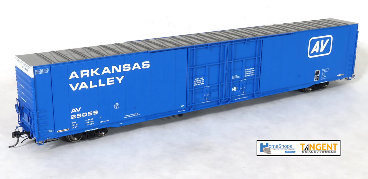 HomeShops HFB-001-002 AV - Arkansas Valley #29059 86' Double Plug Door Boxcar HO Scale