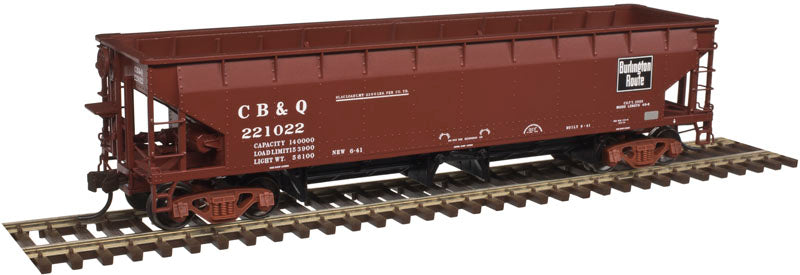 Atlas 20004574 70-Ton Hart Ballast Car - 3 pack Chicago, Burlington & Quincy #221003, 221037, 221065 (Boxcar Red, black) HO Scale