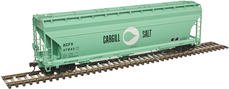 ATLAS 20004795 ACF 4650 Centerflow Covered Hopper Cargill Salt ACFX #47842 (green, white, black; Large Logo & Lettering) HO Scale