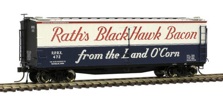 Atlas 20005836 40' Wood Reefer Rath's Black Hawk Bacon #472 (red, white, blue, black) HO Scale