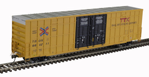 Atlas 20005921 60' Gunderson 7550 DD Boxcar TTX TBOX #664434 (yellow, black, red TTX and Next Load, Any Road Logos) HO Scale