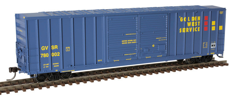 Atlas 20006296 FMC 5503 52' Double-Door Boxcar Golden West Service #780021 (blue, yellow, red) HO Scale