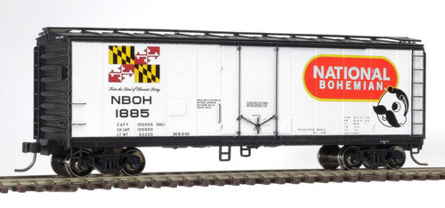 Atlas 20006346 40' Plug-Door Boxcar NBOH National Bohemian #1885 (white, black, red) HO Scale