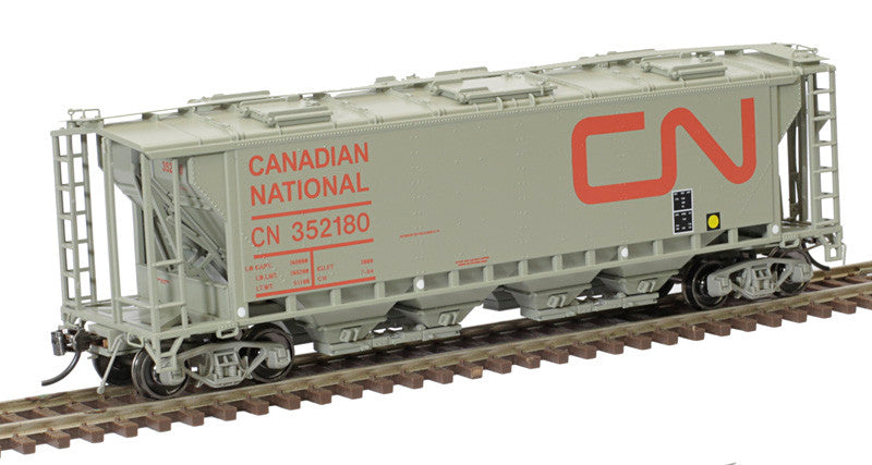 Atlas 20006365 Slab Side Covered Hopper CN - Canadian National (Noodle 6 Hatch)  #352466 HO Scale