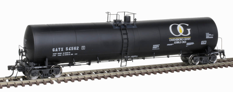 ATLAS 20006886 Trinity 25,500-Gallon Tank Car Owensboro Grain GATX #54540 (black, white, yellow) HO Scale