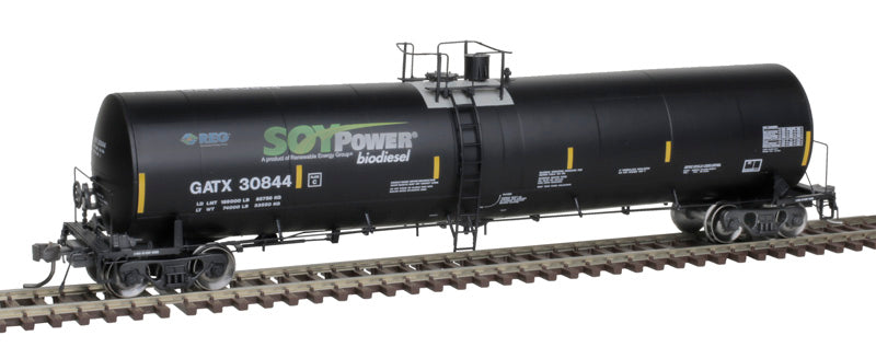 ATLAS 20006895 Trinity 25,500-Gallon Tank Car Soy Power Bio Fuels GATX #30831 (black, blue, green, white) HO Scale