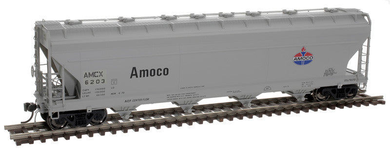 Atlas 20006902 5250 Covered Hopper AMCX - Amoco #6203 (gray, blue, red) HO Scale