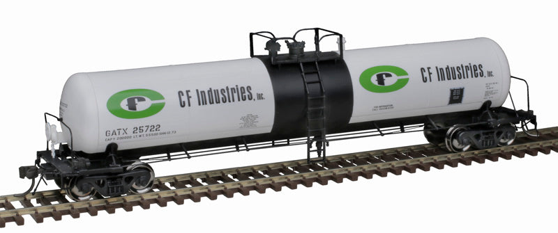 ATLAS 20006965 20,700 Gallon Tank Car CF Industries GATX #25750 (white, black, green) HO Scale