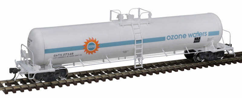 ATLAS 20006972 20,700 Gallon Tank Car Ozone Waters GATX #27348 (white, blue, orange, black) HO Scale