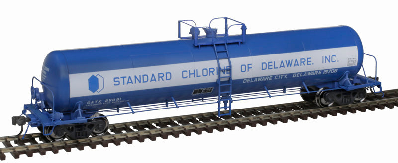 ATLAS 20006976 20,700 Gallon Tank Car Standard Chlorine of Delaware GATX #25089 (blue, white) HO Scale