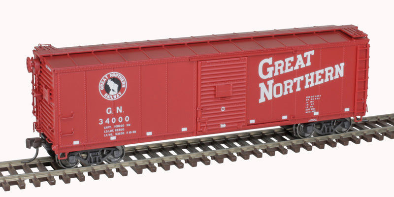 Atlas Master 20007087 USRA Steel Rebuilt 40' Boxcar 3 pack - Great Northern #27023, 2511, 34000 (3 Schemes: red, Glacier, orange/green) HO Scale