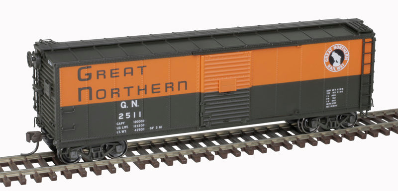 Atlas Master 20007087 USRA Steel Rebuilt 40' Boxcar 3 pack - Great Northern #27023, 2511, 34000 (3 Schemes: red, Glacier, orange/green) HO Scale