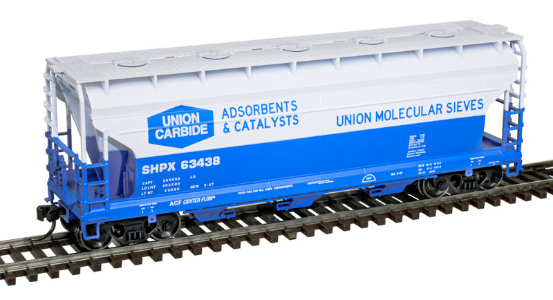 Atlas 20008113 ACF 3560 Center-Flow Covered Hopper - Ready to Run - Union Carbide #63438 (SHPX) (Blue/White) HO Scale