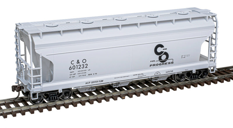 Atlas 20008116 ACF 3560 Center-Flow Covered Hopper - Ready to Run - Chesapeake & Ohio #601324 (gray, black, Progress Logo) HO Scale