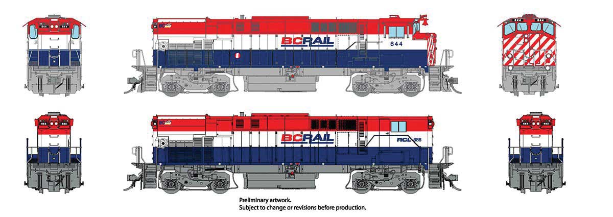 Rapido 33533 MLW M420 - M420B set British Columbia Railway #644, 684 (red, white, blue) with DCC & Sound HO Scale