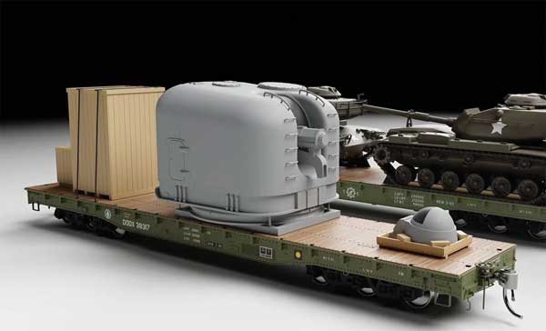 Rapido 805001 MK-42 5 Inch Naval Turret Flatcar Load - Assembled HO Scale