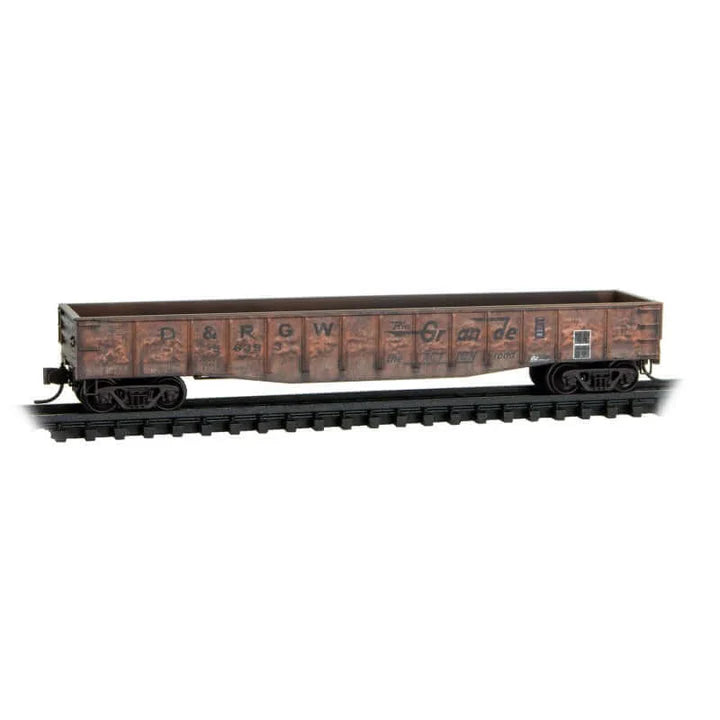 Micro-Trains 983 05 036 50' Steel Gondola 4-Pack (Jewel Cases) - Ready to Run - Denver & Rio Grande Western #56389, 56393, 55101, 55437 (Weathered) N Scale