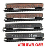 Micro-Trains 983 05 036 50' Steel Gondola 4-Pack (Jewel Cases) - Ready to Run - Denver & Rio Grande Western #56389, 56393, 55101, 55437 (Weathered) N Scale