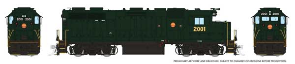 Rapido 38552 EMD GP38 Pennsylvania-Reading Seashore Lines PRSL #2001 (Brunswick Green) with DCC & Sound HO Scale