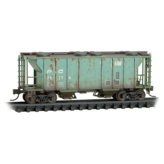 Micro-Trains 095 44 100 2 Bay Hopper PC Penn Central Weathered - Rd# 74216 N Scale