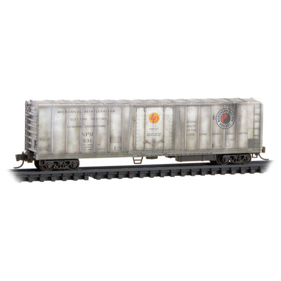 Micro Trains 081 44 040 PC&F Class R-70-13 Steel Mechanical Reefer No Roofwalk - Ready to Run -- Northern Pacific #531 (Weathered, silver, Medium Monad Logo) N Scale