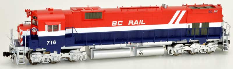 Bowser 24868 M630 BC Rail #716 (Hockey Stick, red, white, blue, Recessed Ditch Lights) DCC Ready HO Scale