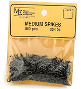 30-104 Micro Engineering Medium Spikes, 3/8" long  (800 pkg) (Scale=HO) Part # 255-30104