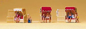 Image for 590-10427 Beach Huts w/Figures 3/