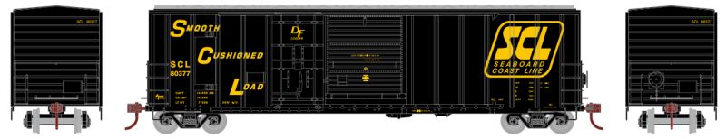 Athearn ATH26693 FMC 50 ft Combo Door Boxcar Seaboard Coast Line (SCL) #80385 - Black/Yellow HO Scale