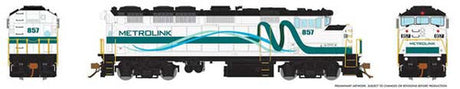 Rapido 19519 GMD F59PH - Metrolink #853 (Ribbon Scheme, white, Teal) LokSound and DCC HO Scale
