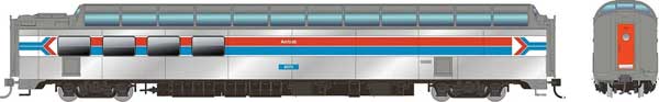 Rapido 175013 SP 3/4 Dome-Lounge - Ready to Run -- Amtrak #9373 (Phase I, silver, red, blue, black, Flat Sides) HO Scale