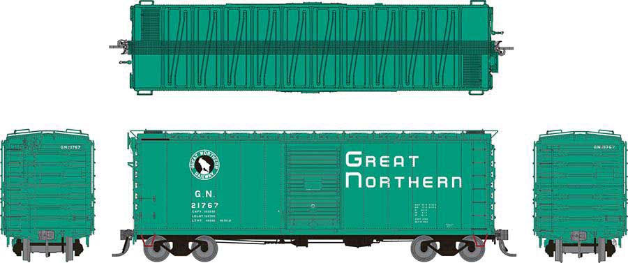 Rapido 155003 40' 12-Panel Boxcar GN Great Northern (Glacier Green, black, white) #21890 HO Scale