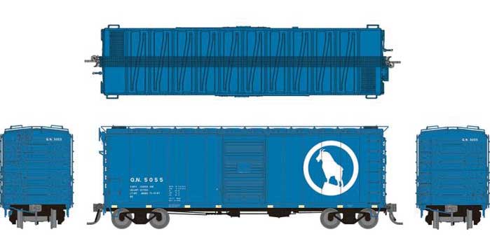 Rapido 155007 40' 12-Panel Boxcar GN Great Northern (Glacier Green, black, white) #5111 HO Scale