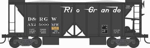 Bowser 43106 70-Ton 2-Bay Ballast Hopper - D&RGW Denver & Rio Grande Western #25009 (black, Flying Grande Logo) HO Scale