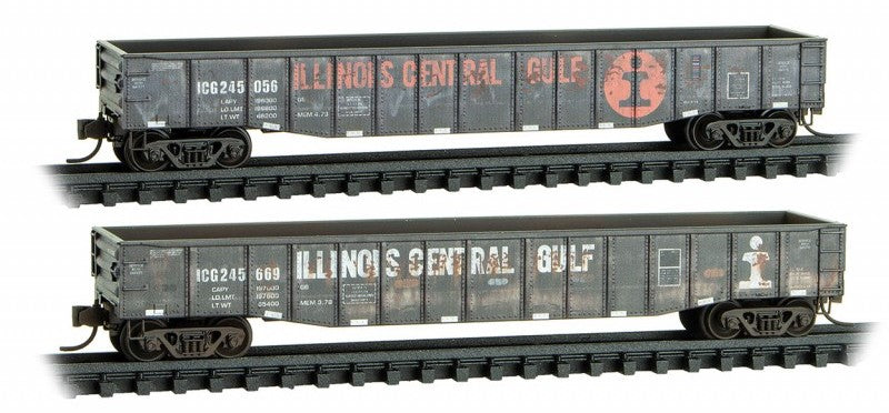 MICRO TRAINS 993 05 044 50' Steel Side Gondolas ICG Illinois Central Gulf Weathered 2 Pack N Scale