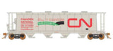 Rapido 127013-1 CN - Canadian Natioanl CNIS (gray, red; Noodle, Environmental Mode Logos) #369260 NSC 3800 Cylindrical Covered Hopper HO Scale